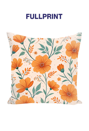 Poduszka FullPrint – Pomarańczowe Kwiaty Floral Design