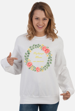 Klasyczna Bluza Damska Najlepsza Mama na świecie - Wianek Boho | Prezent