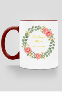 Kubek Najlepsza Mama na świecie - Elegancki Wianek Boho | Prezent dla Mamy