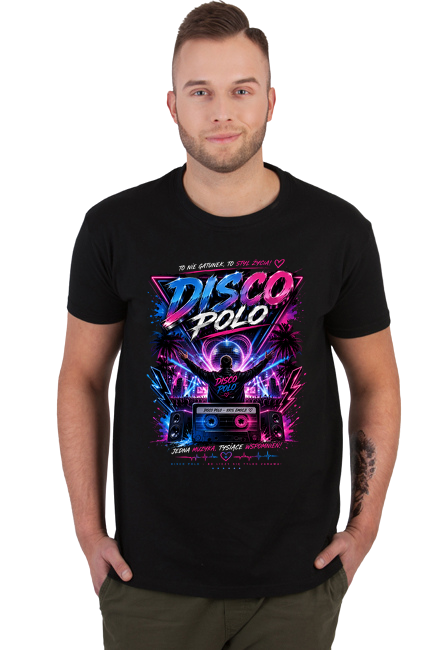 Klasyczna męska koszulka bawełniana Disco Polo