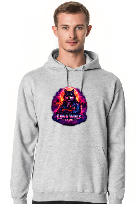 Bluza z Kapturem Lone Wolf Club  Wilk Premium Vintage Cyberpunk  VintageVibe