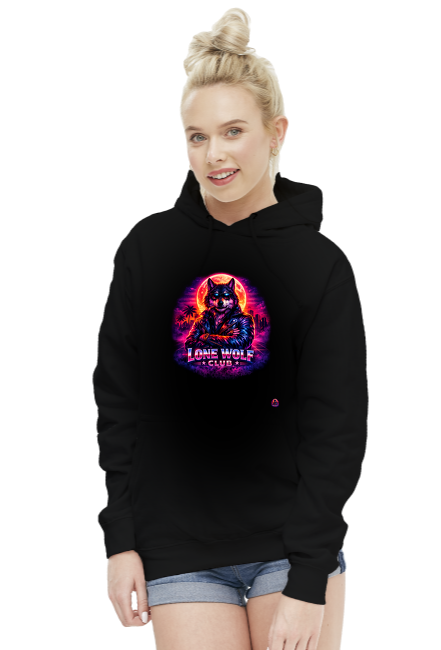 Bluza Damska z Kapturem  Lone Wolf Club Wilk Cyberpunk  VintageVibe