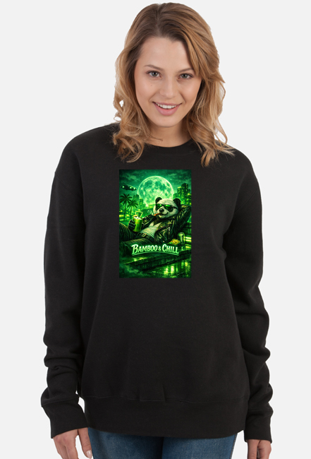 Bluza Damska z Kapturem  Bamboo & Chill Panda Cyberpunk  VintageVibe