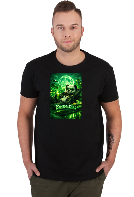 Koszulka Męska Bamboo & Chill  Panda Premium Vintage Cyberpunk  VintageVibe