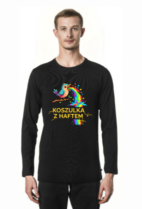 Męska Koszulka z Długim Rękawem – Tęczowa Eksplozja Radości (Pixel Art)