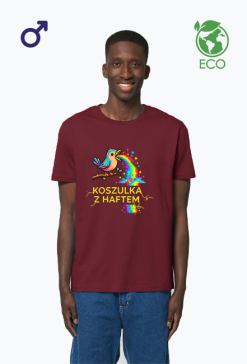 Koszulka Męska ECO – Tęczowa Eksplozja Radości (Pixel Art)