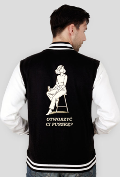 Bluza Męska Varsity Jacket – Otworzyć Ci Puszkę? (Retro College Style)
