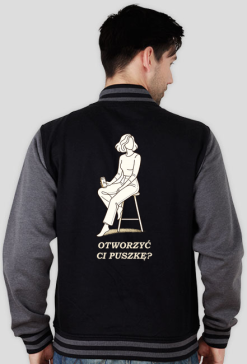 Bluza Męska Varsity Jacket – Otworzyć Ci Puszkę? (Retro College Style)