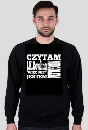Czytam J.K.Rowling więc nie jestem Mugolem BLUZA CZARNA MĘSKA
