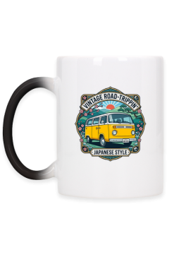 Kubek Retro Kamper JDM Style – Vintage Road Trip i Kwiaty Wiśni Sakura