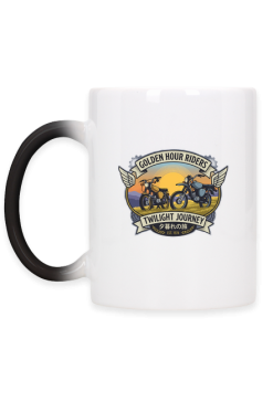 Kubek Motocyklowy Retro – Golden Hour Riders, Klasyczne Motocykle Vintage