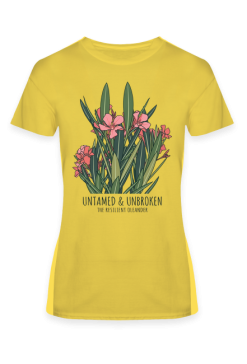 Botaniczny wzór na koszulkę w stylu retro z motywem kwiatowym i napisem