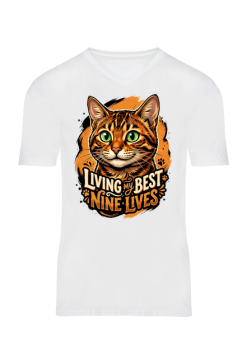Koszulka z Kotem Living My Best Nine Lives – Prezent dla Kociary