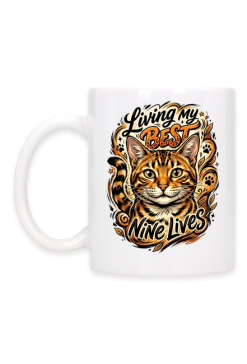 Kubek Kot Bengalskie Dziewięć Żyć – Living My Best Nine Lives