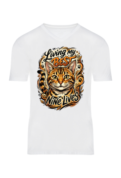Koszulka Kot Bengalskie Dziewięć Żyć – Living My Best Nine Lives