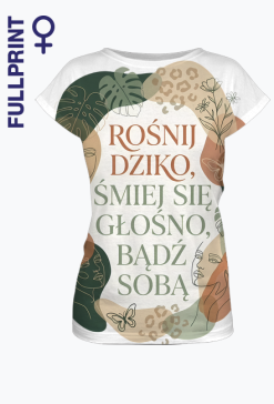 Koszulka Boho Rośnij Dziko Bądź Sobą – Line Art Kwiaty