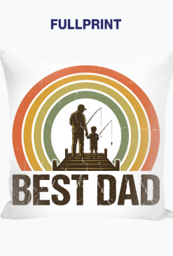 Poduszka dla Taty Wędkarza Best Dad – Retro Prezent na Dzień Ojca