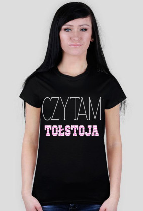 Czytam Tołstoja T-shirt czarny damski