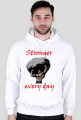 Bluza męska STRONGER EVERY DAY z kapturem biała