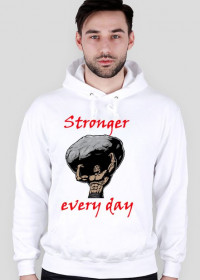 Bluza męska STRONGER EVERY DAY z kapturem biała