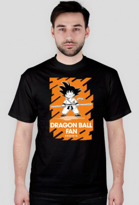 dragon ball fan, Son Goku z kijem w tle prostokąta