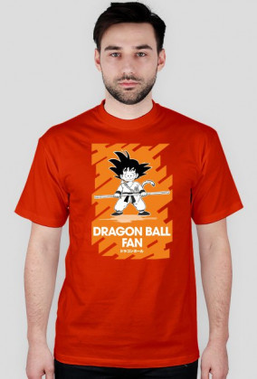 dragon ball fan, Son Goku z kijem w tle prostokąta