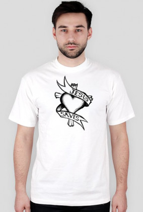 JESUS SAVES doulbeprint heart/cross