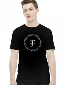 koszulka ciemna- runy Pierścienia + symbol Tolkiena