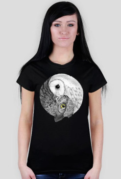 Ying Yang Owl koszulka damska czarna