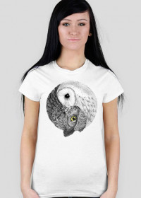 Ying Yang Owl koszulka damska biała