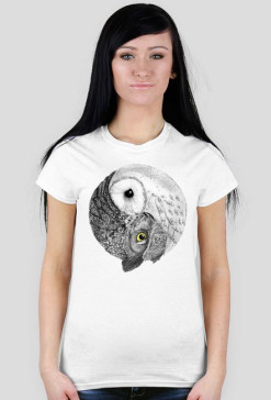 Ying Yang Owl koszulka damska biała