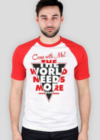 Promocja dnia! Koszulka męska (baseball) - COME WITH ME! (czerwona i czarna)