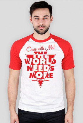 Promocja dnia! Koszulka męska (baseball) - COME WITH ME! (czerwona i czarna)