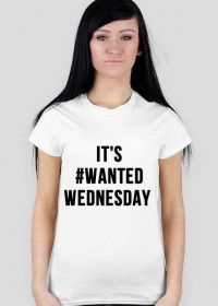Koszulka damska z czarnym napisem "#WantedWednesday"