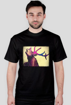czarny t shirt z jeleniem