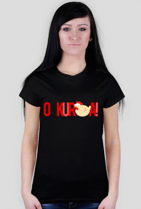 o Kura! - damska, czerwony nadruk