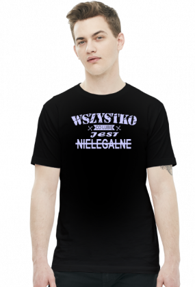 Koszulka męska Wszystko co Lubię jest Nielegalne. Kolor czarny.