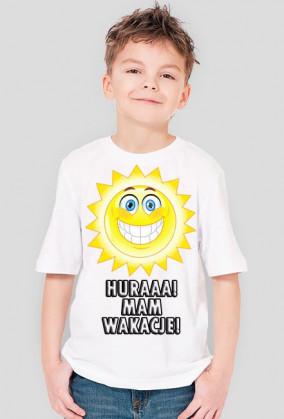 HURA WAKACJE! biały t shirt chłopięcy