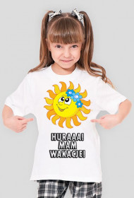 HURA WAKACJE! biały t shirt dziewczęcy