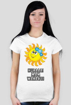 HURA WAKACJE! biały t shirt damski