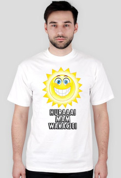 HURA WAKACJE! biały t shirt męski