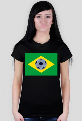 Flaga Brazylii z piłką koszulka damska
