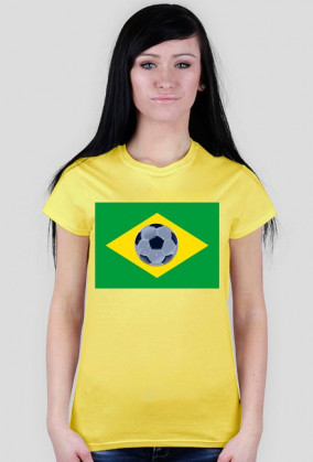 Flaga Brazylii z piłką koszulka damska