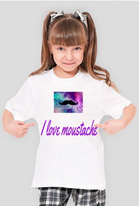 T-shirt "I love moustache" dla dziewczyn