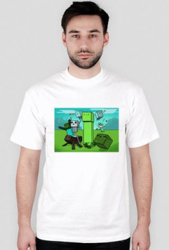 T-Shirt Minecraft Mobs Biały Męski