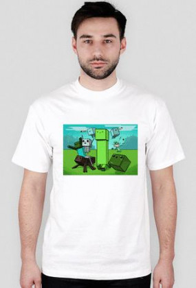 T-Shirt Minecraft Mobs Biały Męski