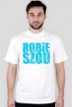 'Robie Szou' Classic - Męska - Biała - Niebieski Napis