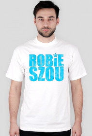 'Robie Szou' Classic - Męska - Biała - Niebieski Napis