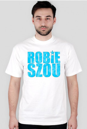 'Robie Szou' Classic - Męska - Biała - Niebieski Napis
