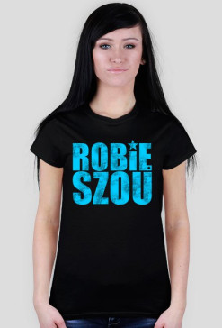 'Robie Szou' Classic - Damska - Czarna - Niebieski Napis